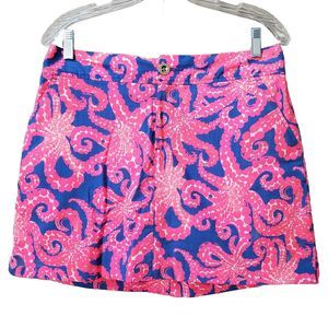 LILLY PULITZER Nicki Skort Ikat Blue Ocean Print Starfish Cotton Blend Size 10